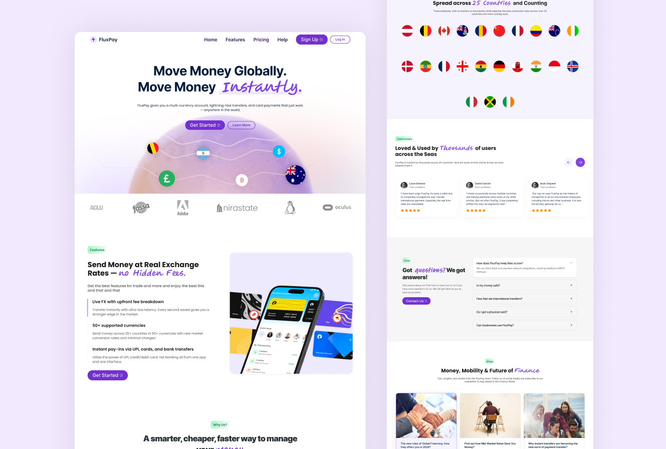 FluxPay — Money Transfer Landing Page